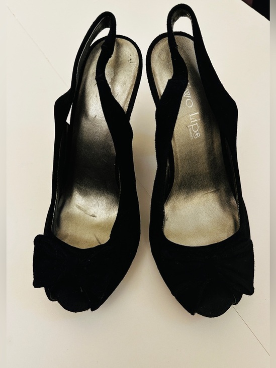 Two Lips Shoes - Heels*Platform~Peep Toe Heels with Bow~Black*Two Lips*Sz~6*Vintage*90’s*pin-up*